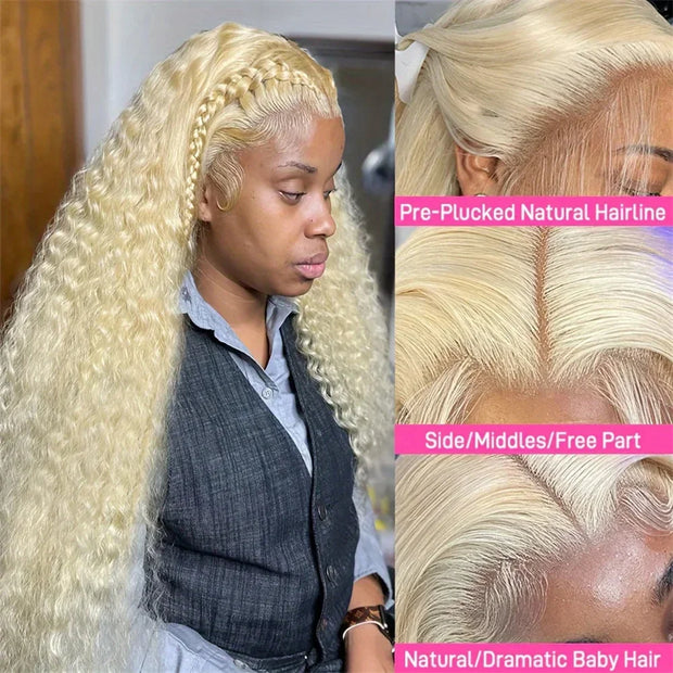 13x6 Lace Human Hair Wigs 613 Hd Lace Frontal Wig Honey Blonde Deep Wave Brazilian Remy Hair 13x4 HD Lace Frontal Wigs For Women