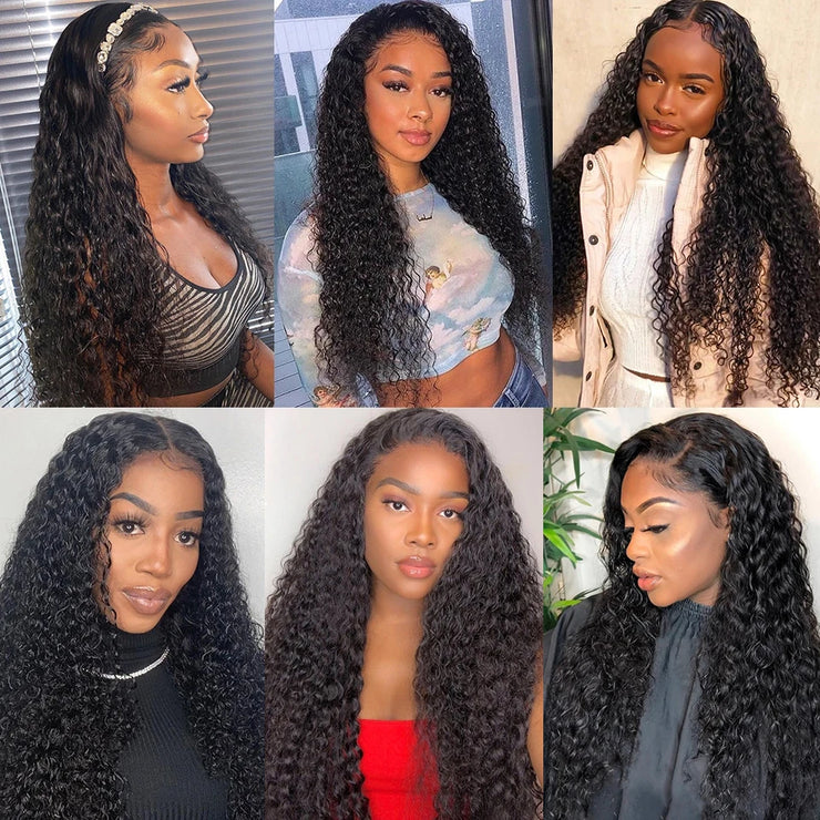 180% Water Wave Transparent HD Lace Front Human Hair Wigs For Black Women Deep Curly Glueless Wig Human Hair Ready to Wear