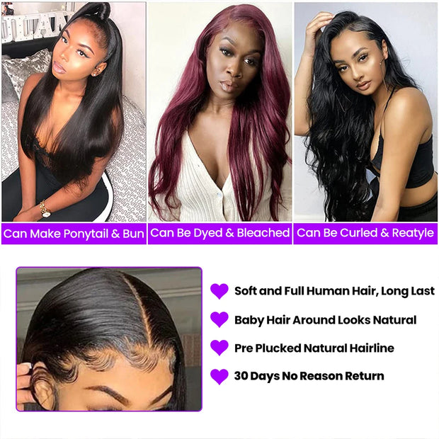 13x6 Straight Lace Front Wigs 32 Inches HD Transparent Lace Frontal Wig Remy Malaysian13x4 Straight Human Hair Wigs For Women