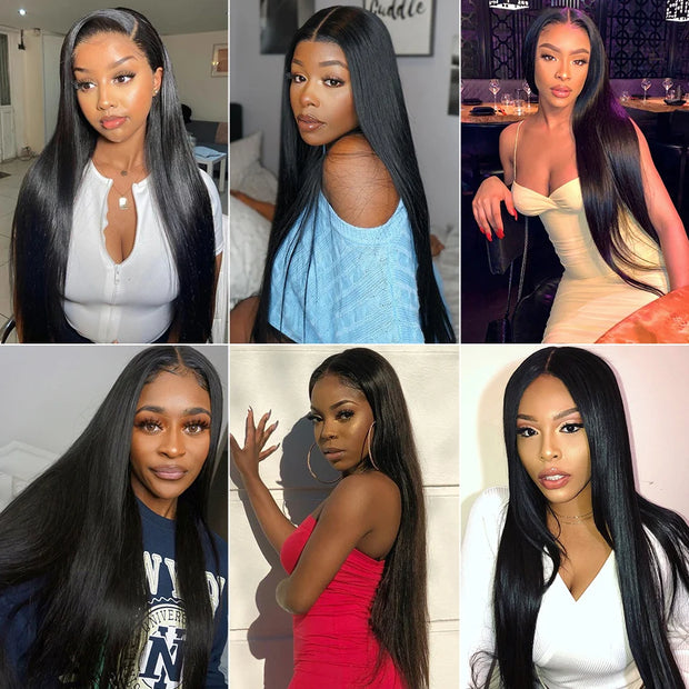 Recool Glueless Lace Front Human Hair Wigs Bone Straight Lace Front Wigs HD Lace Frontal Wig Wear & Go Glueless Wig Human Hair