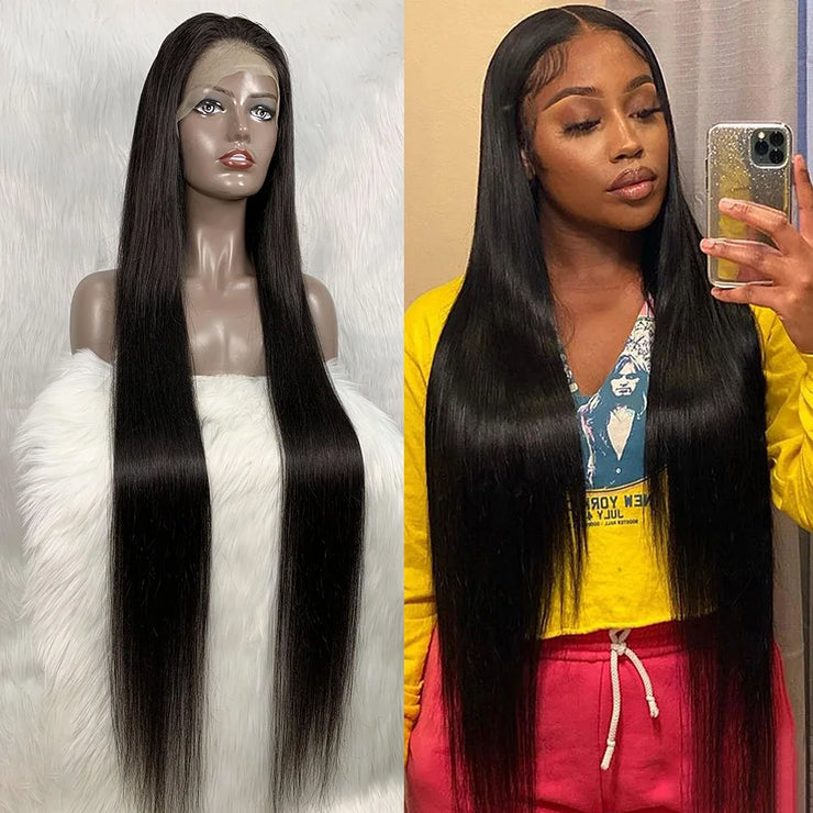 250 Density 46 48 Inch Straight HD Lace Front Human Hair Wigs Lace Frontal Wig 13x6 Transparent Lace Wigs Pre plucked Lace Wigs