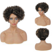 Pixie curly Dark Blonde Short Human Hair Wig HighLight 1b/burgundy Fanmi Glueless Full No lace Wigs For Women