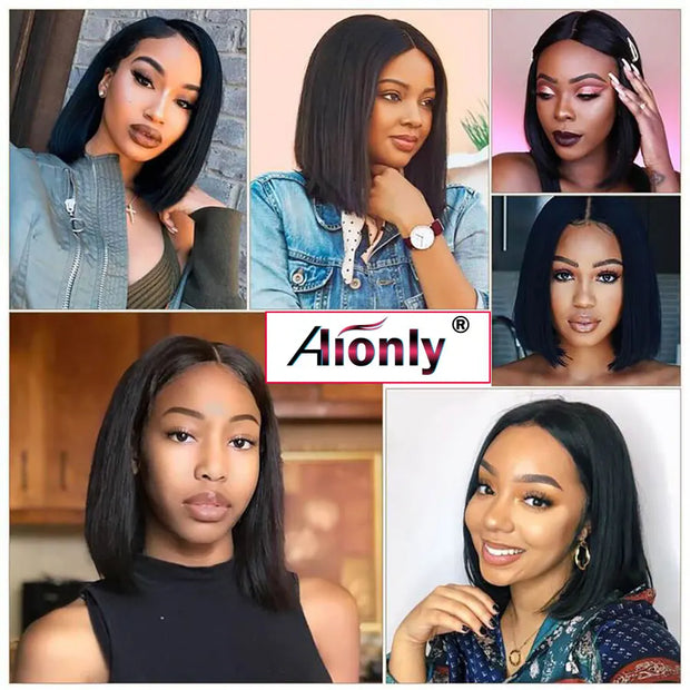 Short Straight Bob Wig For Women Lace Front Human Hair Wigs Pre Plucked 4x4 HD Lace Closure Wig Brazilian 8 Inch 100% Human Hair