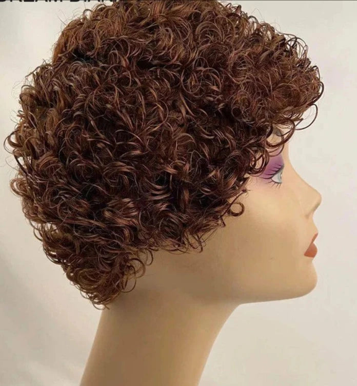 Malaysian Hair Wig Remy Short Natural Curly Glueless Human Wigs Pixie Cut Wig Ombre Short Machine Made Human Hair Wig