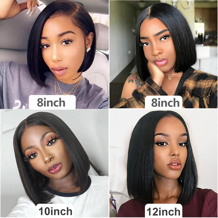 Recool Glueless Lace Front Human Hair Wig HD Lace Frontal Wig For Women Human Hair Ready To Wear Short Glueless Straight Bob Wig