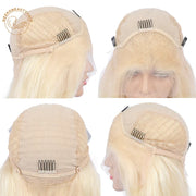 Ombre Blonde Bob Lace Front Human Hair Wigs 13X4 4/613 Honey Blonde Dark Root Colored Short Bob Lace Frontal Wig Closure Wig