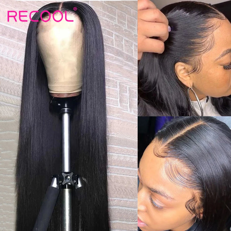 Recool Glueless Lace Front Human Hair Wigs Bone Straight Lace Front Wigs HD Lace Frontal Wig Wear & Go Glueless Wig Human Hair