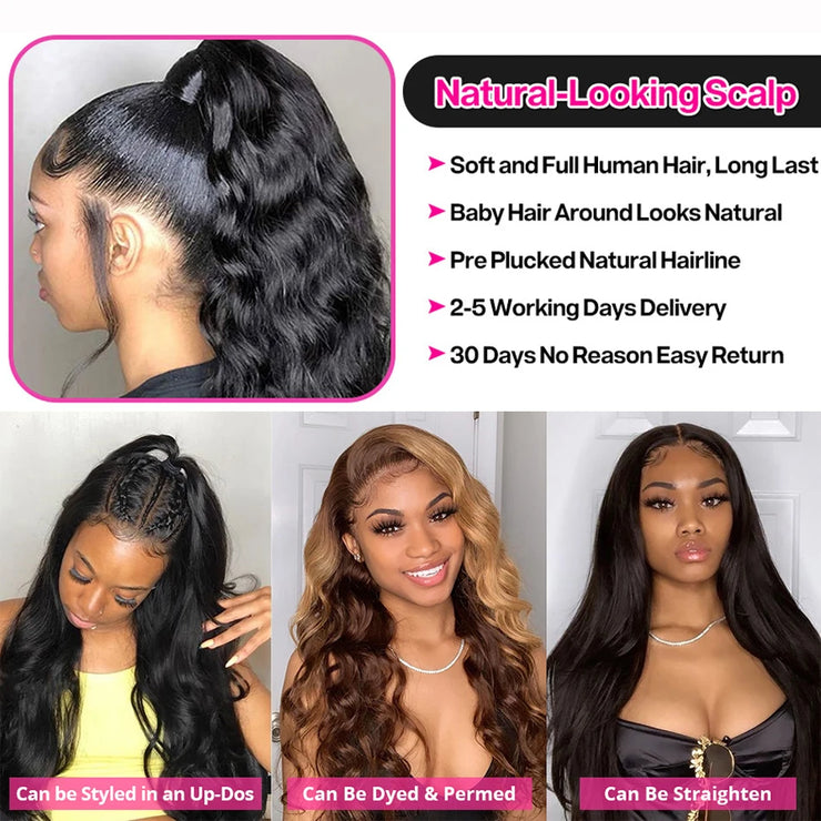 Recool Glueless Lace Front Human Hair Wigs Body Wave HD Lace Frontal Wig Wear & Go Transparent Lace Wigs For Women Human Hair