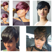 Wear Go Glueless Short Human Hair Wigs Pixie Cut Straight Remy Brazilian Hair for Black Women Highlight Color Cheap Glueless Wig