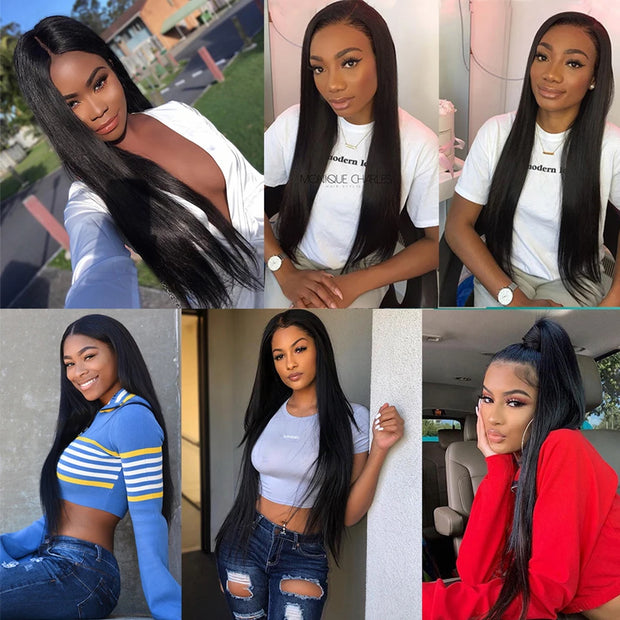 250 Density 46 48 Inch Straight HD Lace Front Human Hair Wigs Lace Frontal Wig 13x6 Transparent Lace Wigs Pre plucked Lace Wigs