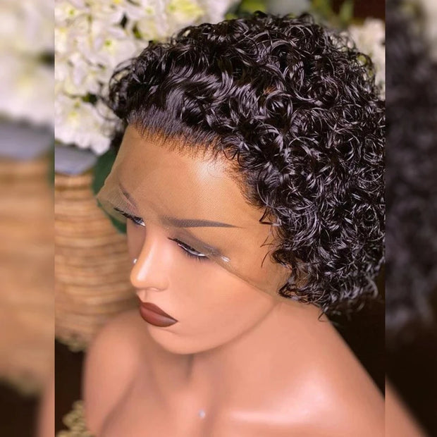 Wholesale 5-10 Pcs Short Pixie Bob Lace Wig Curly 13x1 Lace Closure Human Hair Wigs Remy Curly Lace Frontal Wig  Hair