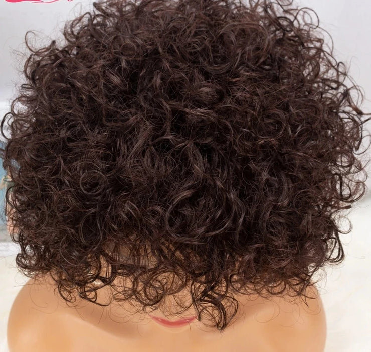 Short  Afro Kinky Curly Human Hair Wigs Full Machine Made Wig Bob Curly Wig Pixie Cut Wig Cheap Human Hair Wig For Black Women