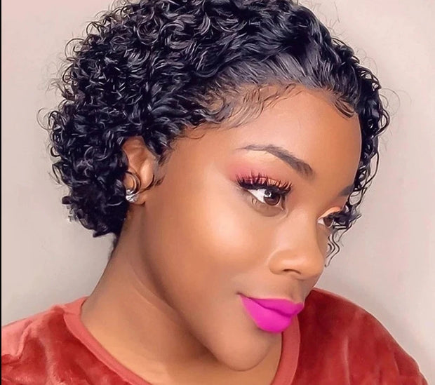 Wholesale 5-10 Pcs Short Pixie Bob Lace Wig Curly 13x1 Lace Closure Human Hair Wigs Remy Curly Lace Frontal Wig  Hair