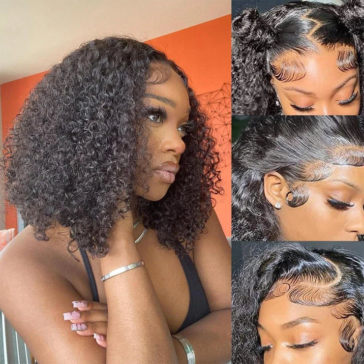 Curly Short Bob Wig Lace Front Human Hair Wigs Brazilian 13x4 Lace Frontal Human Hair Wigs For Black Women Remy Pre Plucked Hair