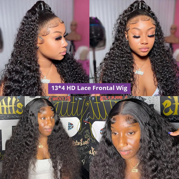 Water Wave Lace Front Wigs Human Hair 13x4 HD Trasparent Glueless Lace Frontal Wigs for Women Human Hair Pre Plucked Hair Wigs