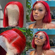 Red Bob Wig Human Hair Straight Short Bob Lace Wigs For Black Women Brazilian Preplucked Human Hair Wigs On Sale Clearance wigs