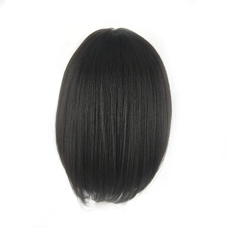 Wig female short straight black hair bobo head synthetic high temperature silk chemical fiber hair button net head set