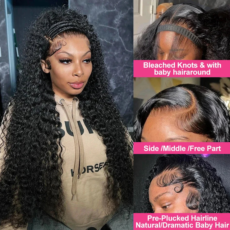 250 Density 13x6 HD Transparent Lace Front Human Hair Wigs For Women Curly Brazilian 30 40 Inch Deep Wave 13x4 Lace Frontal Wig