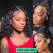 8 Inch Short Curly Human Hair Bob Wigs Water Wave Lace Front Human Hair Wigs 13X4  Deep Wave Wig Human Hair Ready to Wear