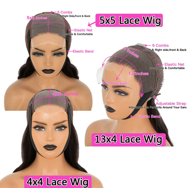 Body Wave Bob Wig 13x6 Transparent Lace Frontal Wig Brazilian Human Hair Wigs Virgin Remy Hair13x4 Lace Closure Wig 180% Density