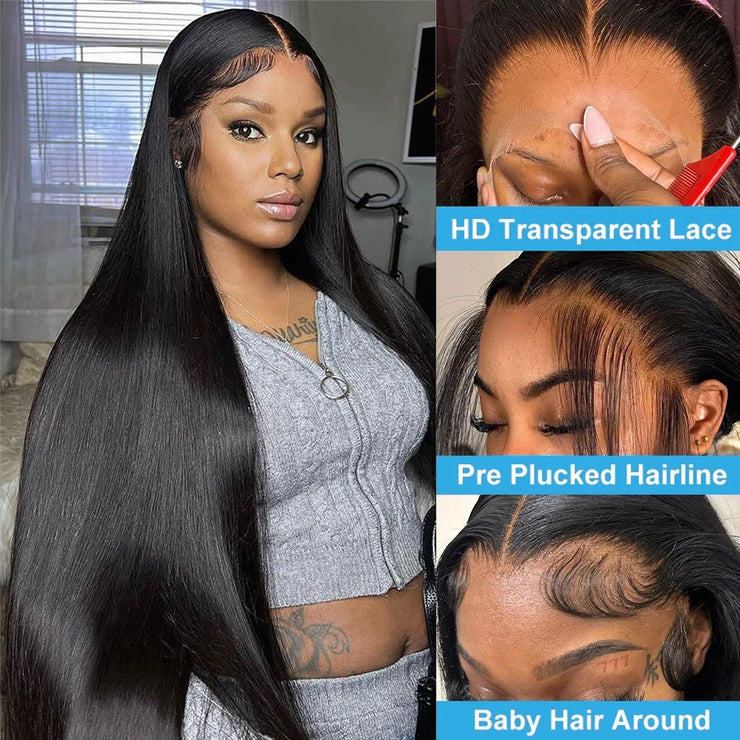 StarHair 250 Density 30 40 Inch Bone Straight 13x6 Lace Front Human Hair Wigs Brazilian 13X4 Hd Lace Human Hair Wigs  For Women