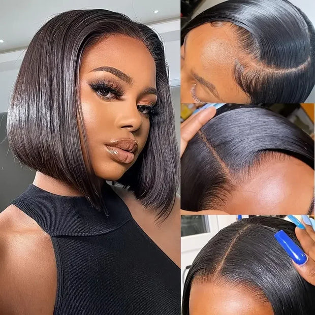 12A Glueless Wig Straight Lace Frontal Wigs Pre Plucked 13x4 Human Hair Wigs Brazilian Bone Straight Short Bob Wig For Women