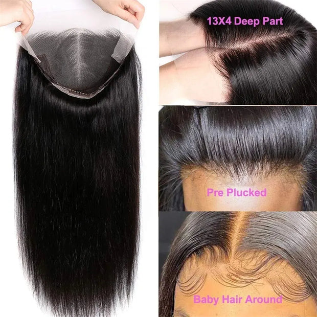 30 Inch Straight Lace Front Wig 13x4 Human Hair Wigs For Women Brazilian Human Hair Remy Transparent HD 4x4 Lace Closure Wigs