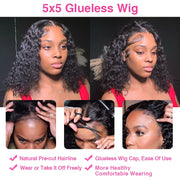 13x6 Short Curly Human Hair Bob Wigs Water Wave Lace Front Human Hair Wigs 13x4 Deep Wave Glueless Wig Human Hair Ready to Wear