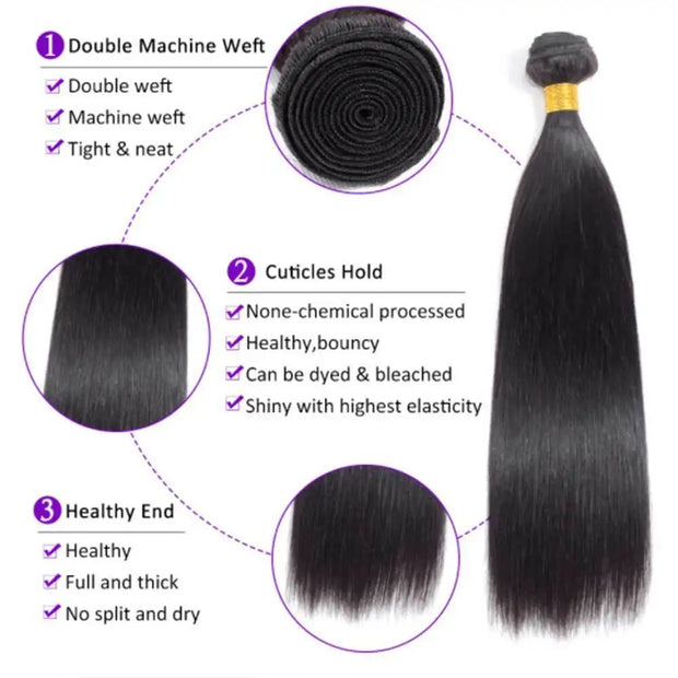 Brazilian Straight Human Hair Bundles Deal 100% Unprocessed Virgin Hair Extensions Promotion Cheap Weave 30 Inch Bundles Hair