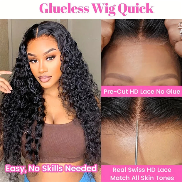 Glueless Curly Wig 5x5 4x4 Hd Closure Human Hair Ready To Wear Go Pre Cut Plucked Deep Water Wave Lace Front Human Hair Wigs