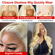 Body Wave 613 HD Lace Frontal Wig Water Wave 13x6 Lace Front Wig Human Hair Honey Blonde Glueless Wigs Ready to Wear Preplucked