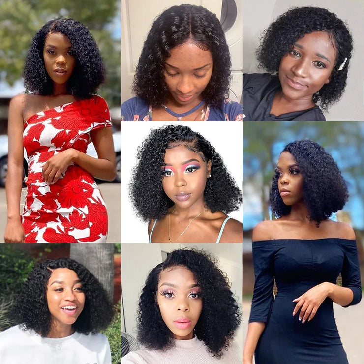 Curly Short Bob Wig Lace Front Human Hair Wigs Brazilian 13x4 Lace Frontal Human Hair Wigs For Black Women Remy Pre Plucked Hair