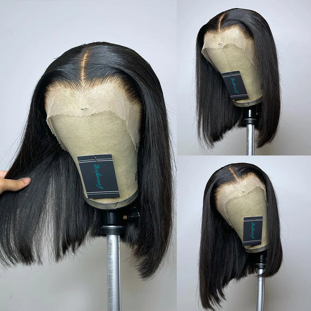 Rosabeauty 5X5 Glueless Wear to Go Straight Short Bob Wig Closure Human Hair 13X4 13X6 Lace Front Wig Pre plucked For Women