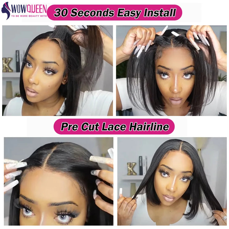 Wear And Go Bob Wig Glueless Wig Human Hair Ready To Wear Straight Bob Hair Wig Human Hair 30 Inch Pre Cut Lace 4x4 Closure Wig