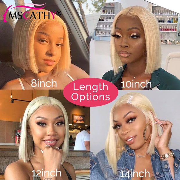 613 Blonde Lace Front Wigs For Women Short Bob Brazilian Human Hair Wig Brown Roots HD Transparent Lace Frontal Wigs Preplucked