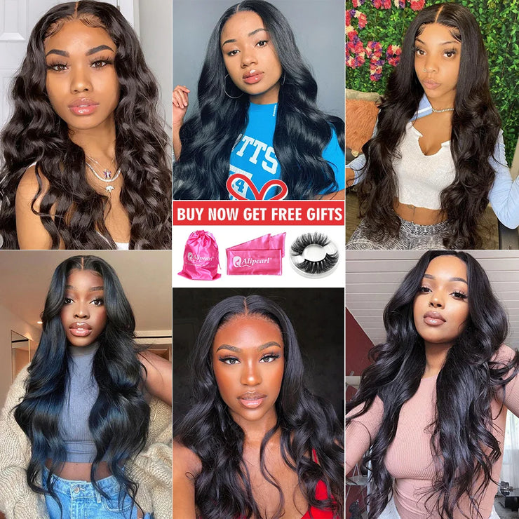 13x4 13x6 HD Transparent Body Wave Lace Front Wig 30 Inch 360 Lace Frontal Brazilian Human Hair Closure Glueless Wig Pre Plucked