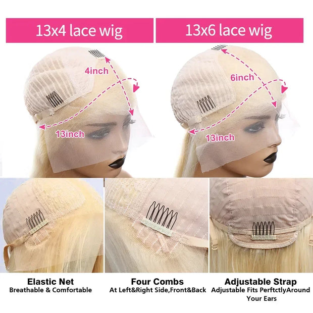 613 Honey Blonde Deep Wave Lace Frontal Wig Brazilian PrePlucked Curly 13x4 13x6 Blonde HD Transparent Lace Front Human Hair Wig