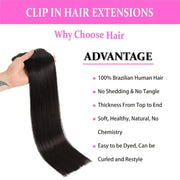 Natural Straight Clip In Human Hair Extension Clip Ins Remy Hair For Women 100% Unprocessed Brazilian Virgin Hair Clip Full Head