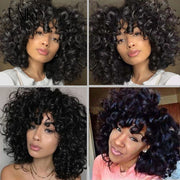 Bouncy Curly Wig Pixie Cut Wig Short Curly Brazilian Human Hair Wigs For Women Full Machine Wigs Curls Bob Wig With Bangs