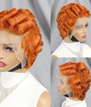 Colored Short Pixie Cut Wig Wave Curly Human Hair Wigs Transparent 13X4 Lace Front Wigs for Black Woman Brazilian Hair Remy