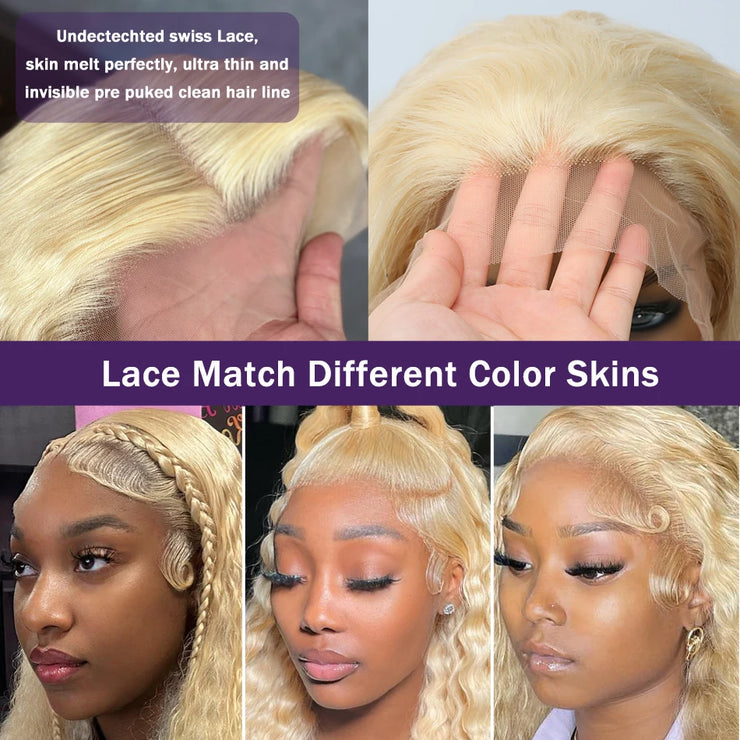 13x4 Honey Blonde Deep Wave Lace Front Wigs 613 Lace Frontal Wig Brazilian 13x6 HD Transparent Curly Human Hair Wigs For Women