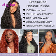 Water Wave Lace Front Wigs Human Hair 13x4 HD Trasparent Glueless Lace Frontal Wigs for Women Human Hair Pre Plucked Hair Wigs