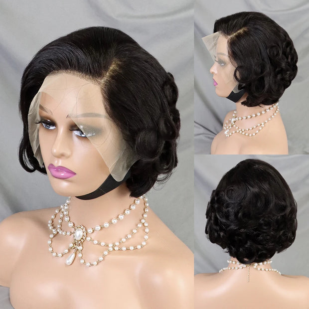 Pixie Cut Wig Short Bob Human Hair 13x4 Lace Frontal Wigs Transparent Lace Human Hair For Black Women Lace Front Human Hair Wig