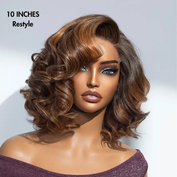 Brown Ombre Highlight / Natural Black Loose Wave Glueless Minimalist HD Lace Wig Ready to Go