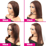 Brown Bob Lace Frontal Wig Human Hair 13x4 Straight 180 Density Transparent Lace Front Wigs Bob Lace Frontal Wig Human Hair