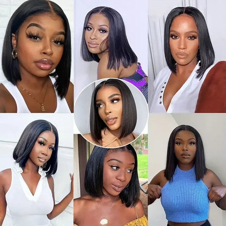 12A Glueless Wig Straight Lace Frontal Wigs Pre Plucked 13x4 Human Hair Wigs Brazilian Bone Straight Short Bob Wig For Women