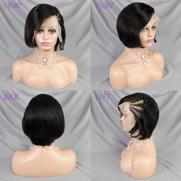 Pixie Cut perruque Short Curly Human Hair Wigs perruque Braid Cheap Remy Hair 13X4 Transparent Lace Wigs For Women Sale