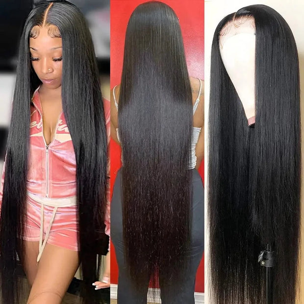 360 Frontal Straight Hair Transparent Lace Wig 100% Human Hair Wigs For Women With Baby Hair Pre Plucked Bone Straight