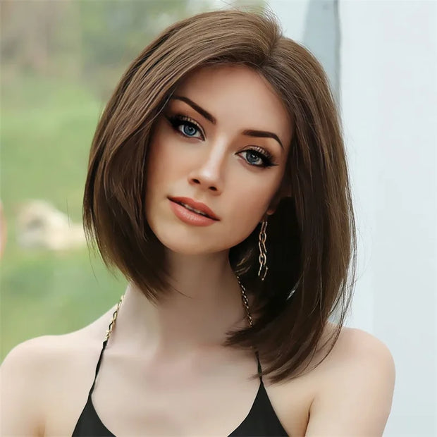 New wig for women with short straight hair bobo matte synthetic high temperature silk wig full head cover