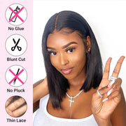 Wear and Go Glueless Wig Straight Short Bob Human Hair Wigs 13x4 HD Transparent Lace Frontal Peruvain Remy Hair Bob Glueless Wig